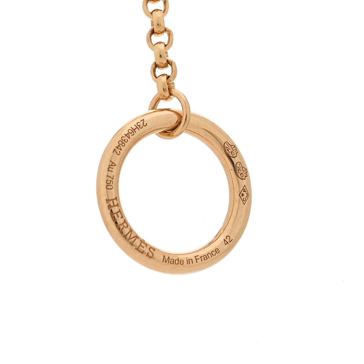 Hermes 18K Rose Gold Diamond Clou d'H Double Pendant Necklace 5 of 6