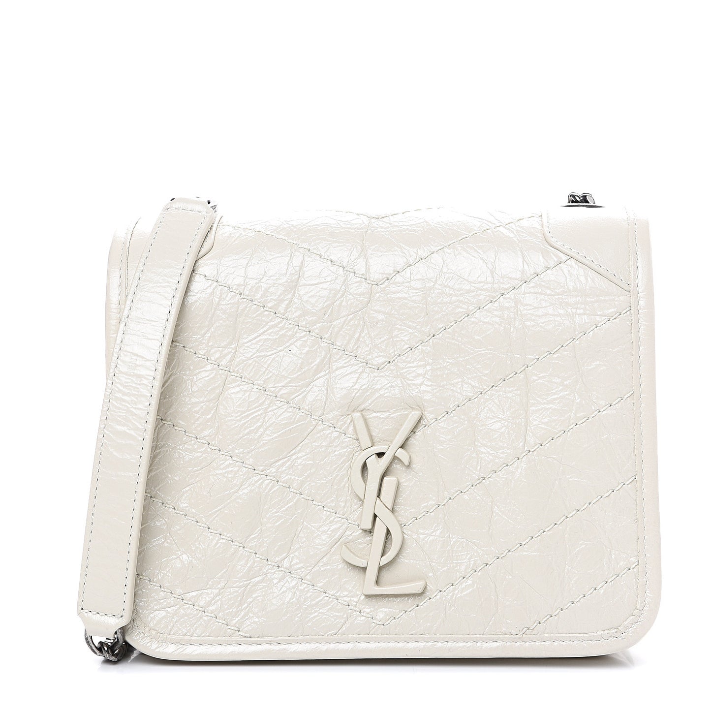 Crinkled Calfskin Matelasse Monogram Niki Chain Wallet Crema Soft