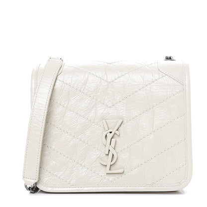 Saint Laurent Crinkled Calfskin Matelasse Monogram Niki Chain Wallet Crema Soft 1 of 10