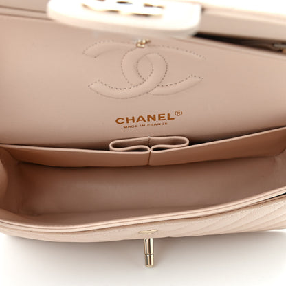 Chanel Caviar Chevron Quilted Small Double Flap Beige 5 of 10