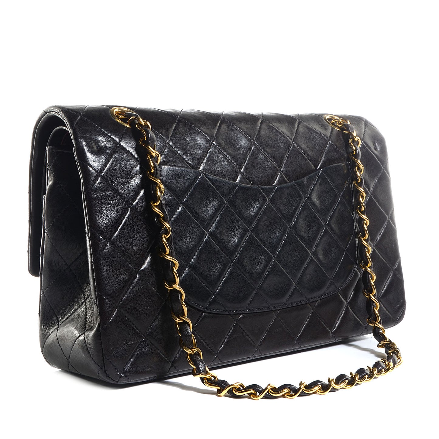 Lambskin Medium Double Flap Black
