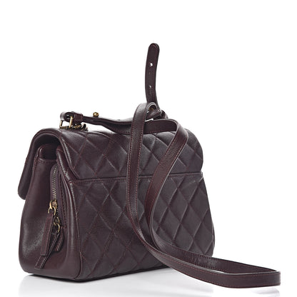 Chanel Shiny Sheepskin Quilted Small Trapezio Flap Dark Burgundy 3 of 11