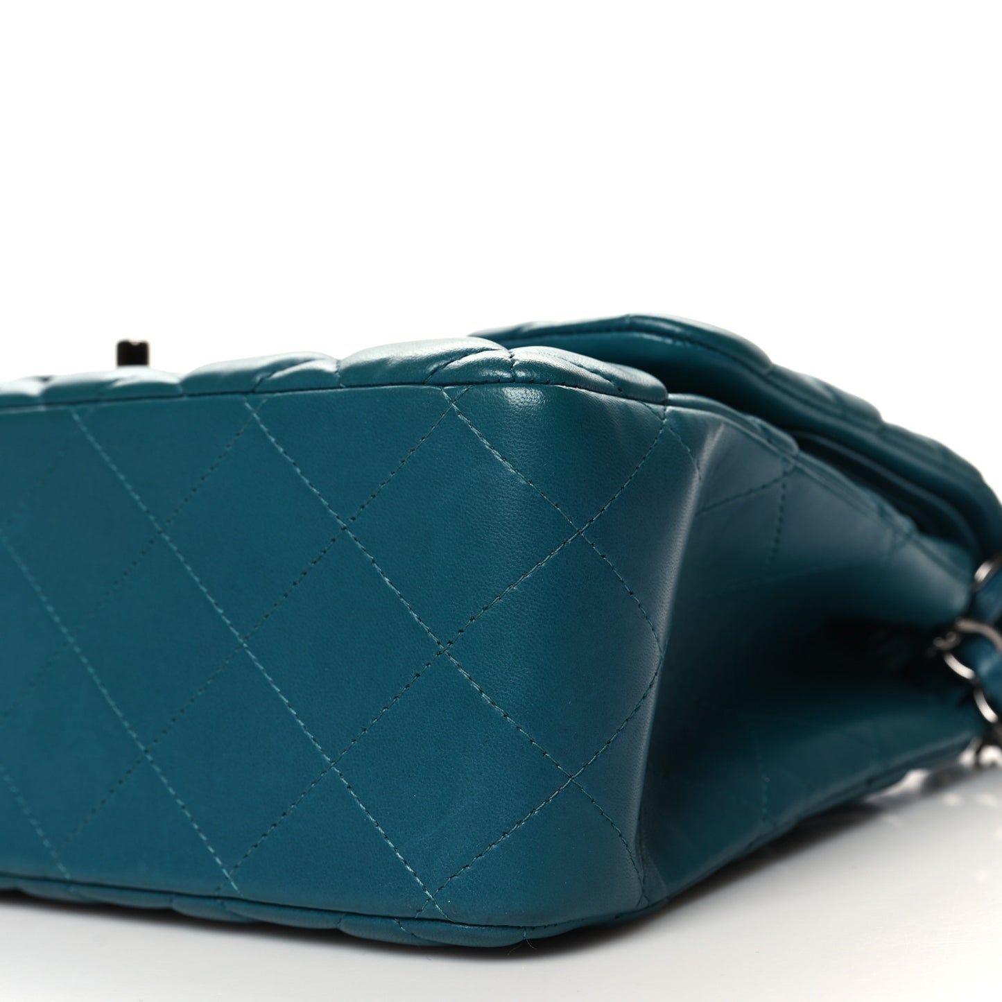 Lambskin Quilted Jumbo Double Flap Turquoise