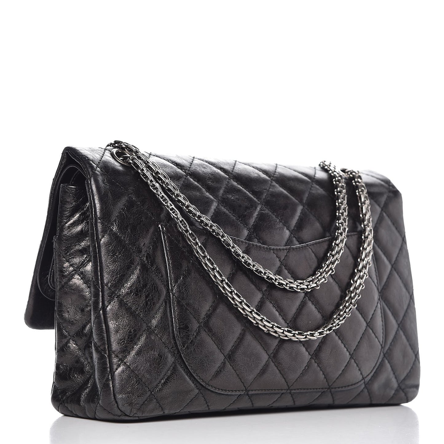 Iridescent Calfskin Quilted 2.55 Reissue 227 Flap Black