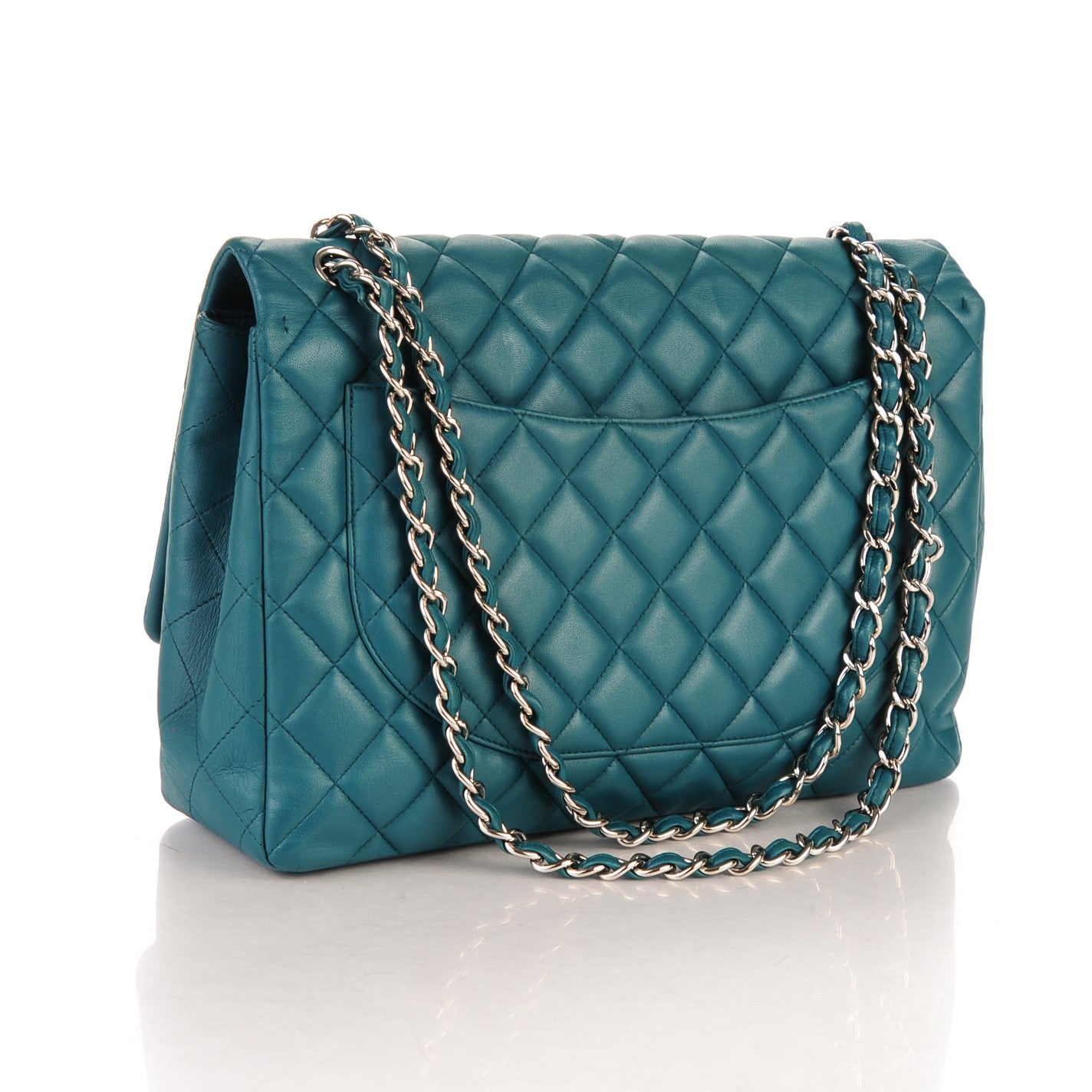 Chanel Lambskin Quilted Maxi Single Flap Turquoise 3 of 7