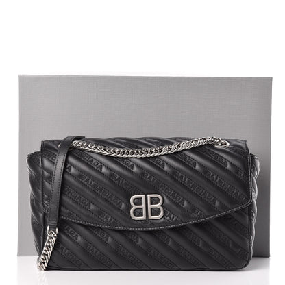 Balenciaga Calfskin Logo Matelasse M BB Chain Shoulder Bag Black 10 of 10