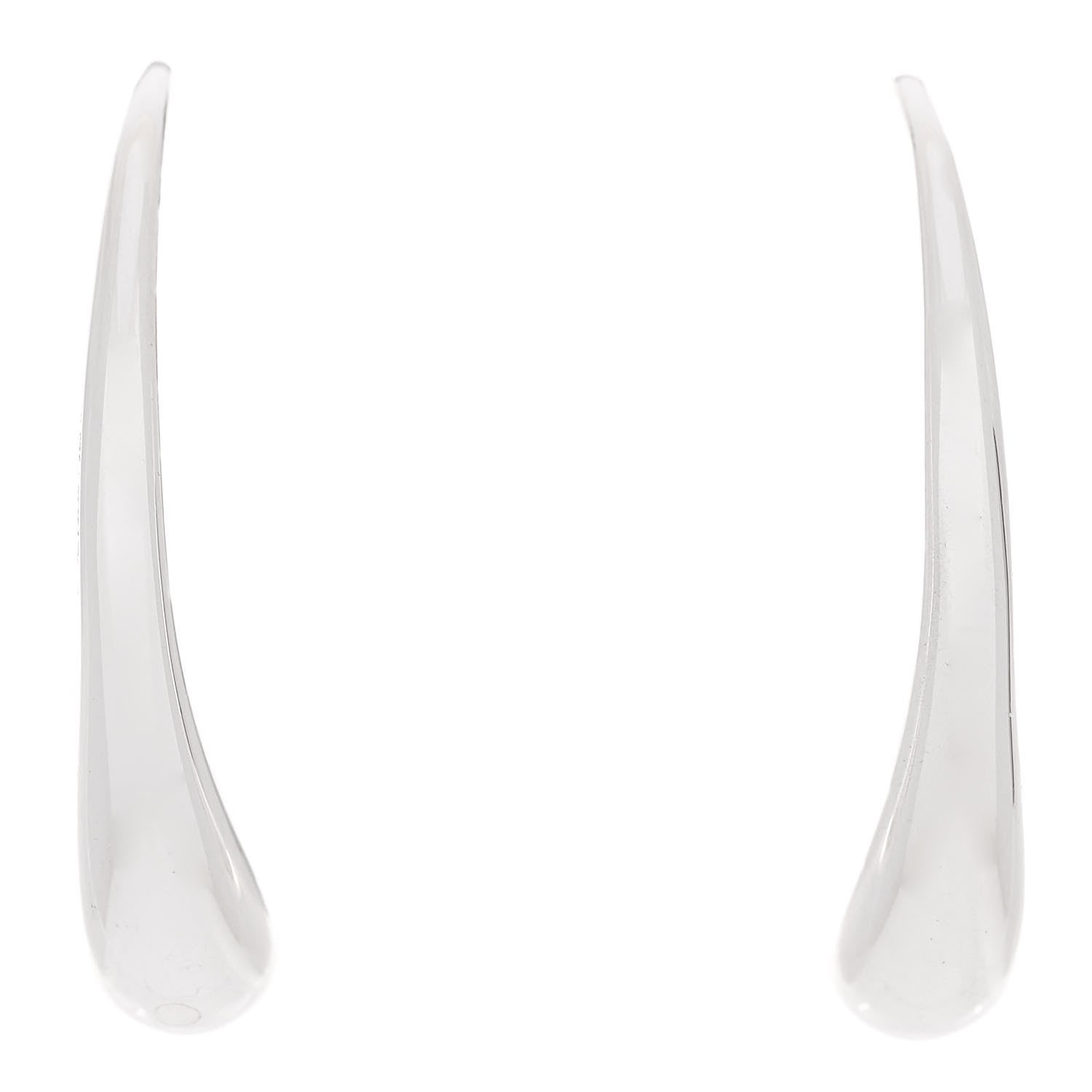 Tiffany Sterling Silver Elsa Peretti Teardrop Drop Earrings 1 of 5