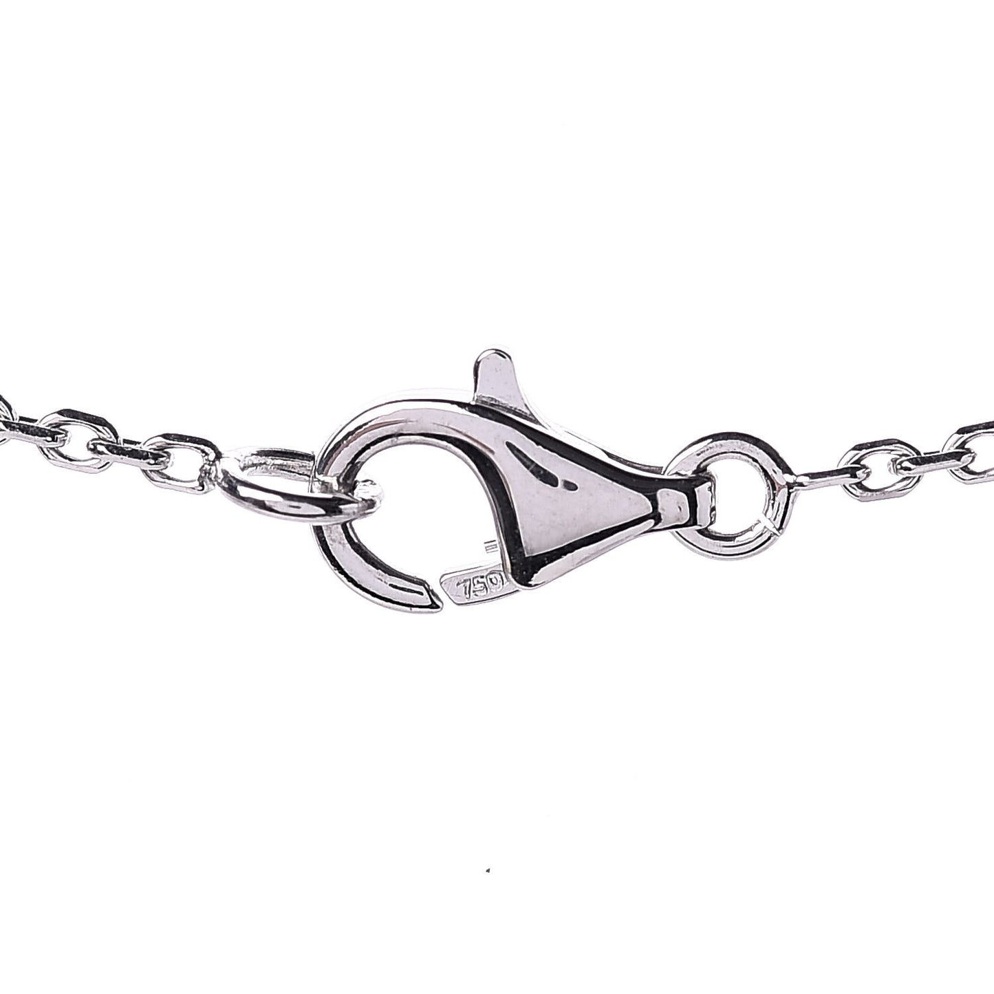 18K White Gold Mother of Pearl Vintage Alhambra Pendant Necklace
