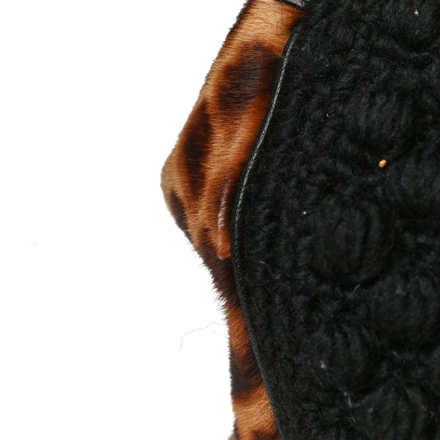 Calf Hair Leopard Print Knit Miss Sicily Satchel Black Naturale