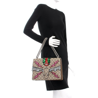 Gucci GG Supreme Monogram Lightning Embroidered Medium Dionysus Shoulder Bag Beige 3 of 11