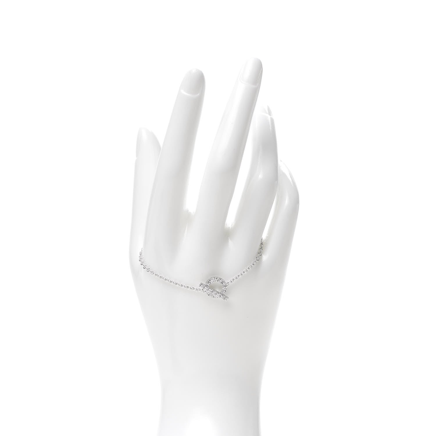 Hermes 18K White Gold Diamond Finesse Bracelet SH 2 of 8