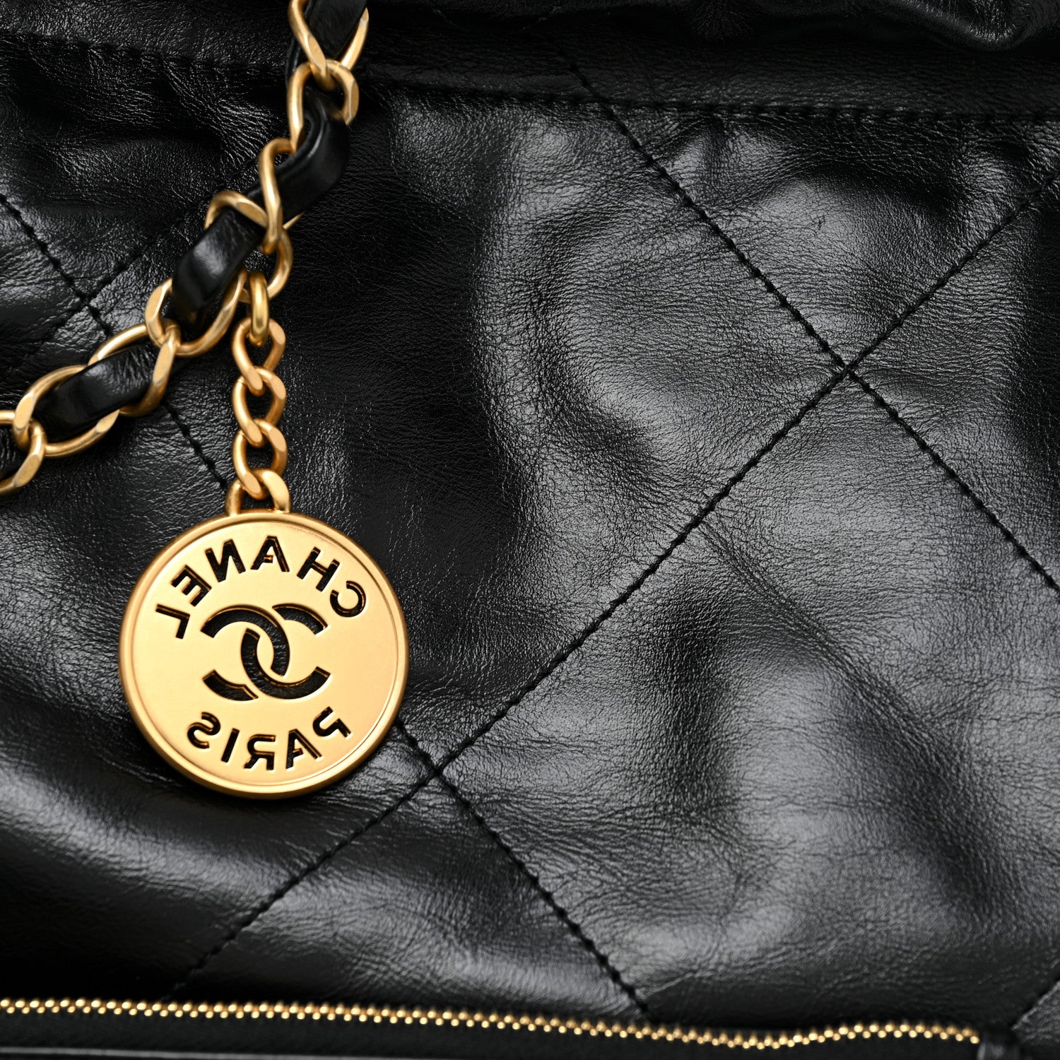 Chanel Shiny Calfskin Quilted Small Chanel 22 Black 9 of 12