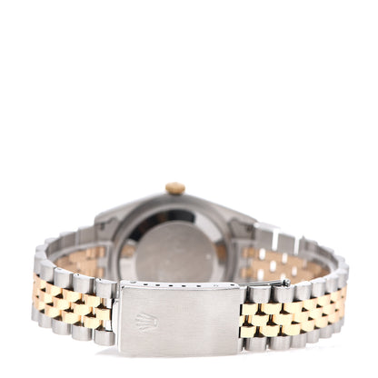 Rolex Stainless Steel 18K Yellow Gold Diamond 36mm Oyster Perpetual Datejust Watch Blue 16233 3 of 4