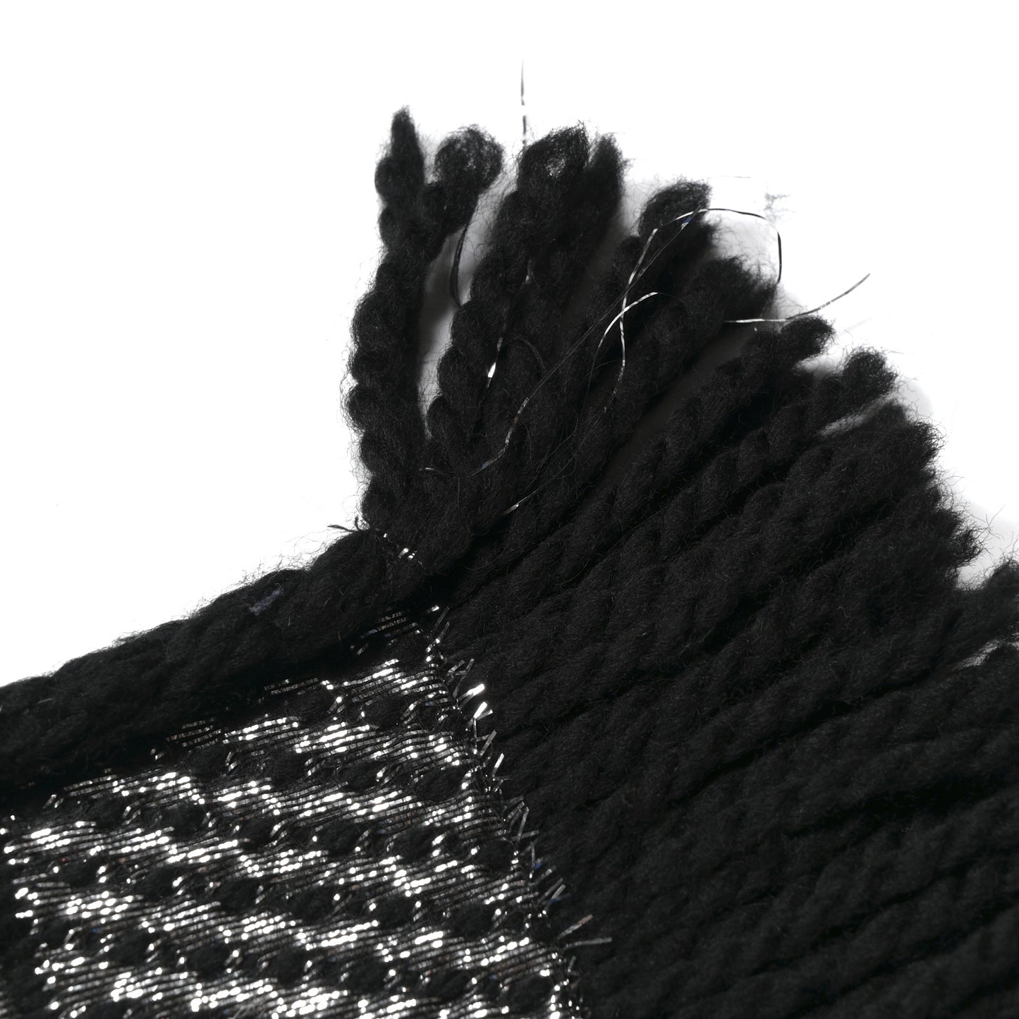 Wool Silk Logomania Shine Scarf Black