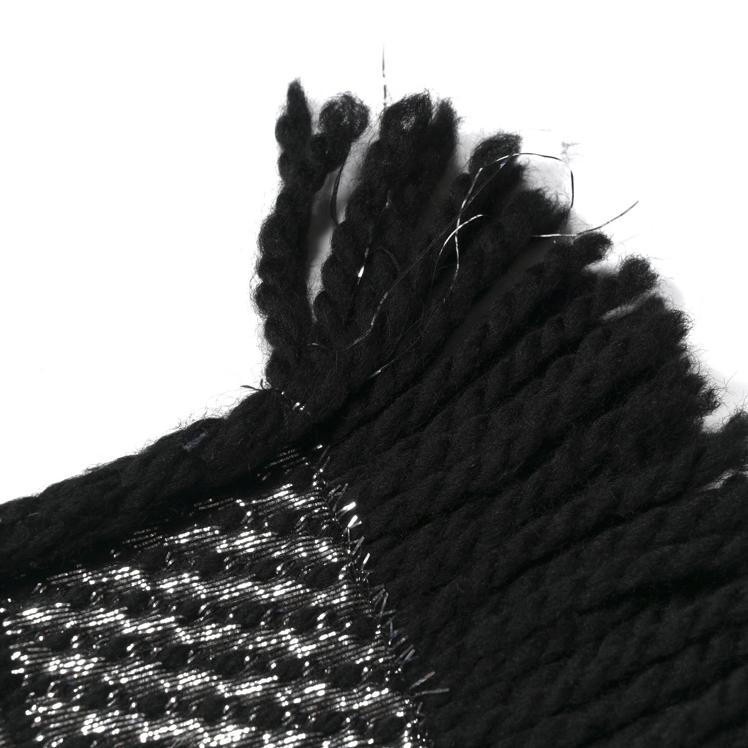 Louis Vuitton Wool Silk Logomania Shine Scarf Black 5 of 5
