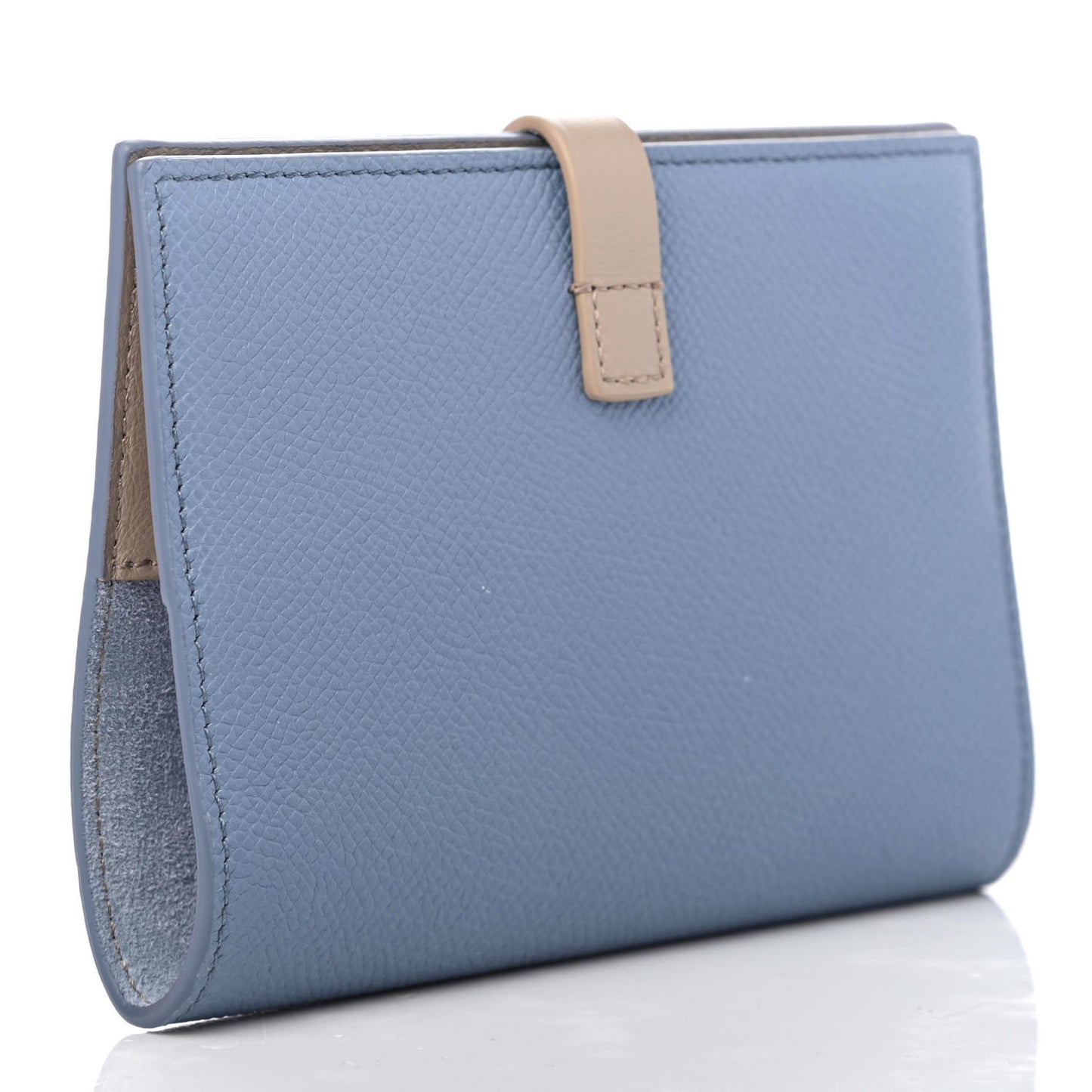 Grained Calfskin Strap Passport Cover Porcelain