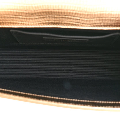 Saint Laurent Metallic Calfskin Crocodile Embossed Medium Classic Monogram Kate Tassel Satchel Gold 5 of 12