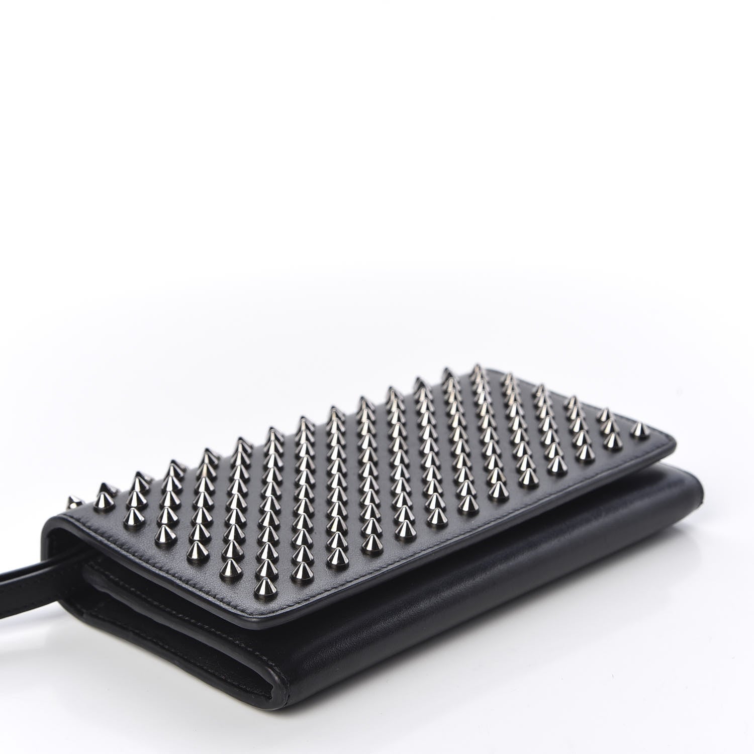 Christian Louboutin Calfskin Macaron Spiked Flap Wallet Black 3 of 9