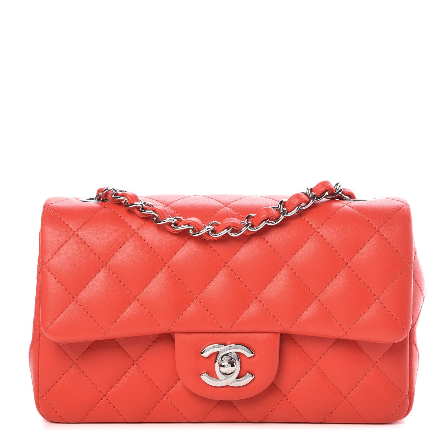 Lambskin Quilted Mini Rectangular Flap Red