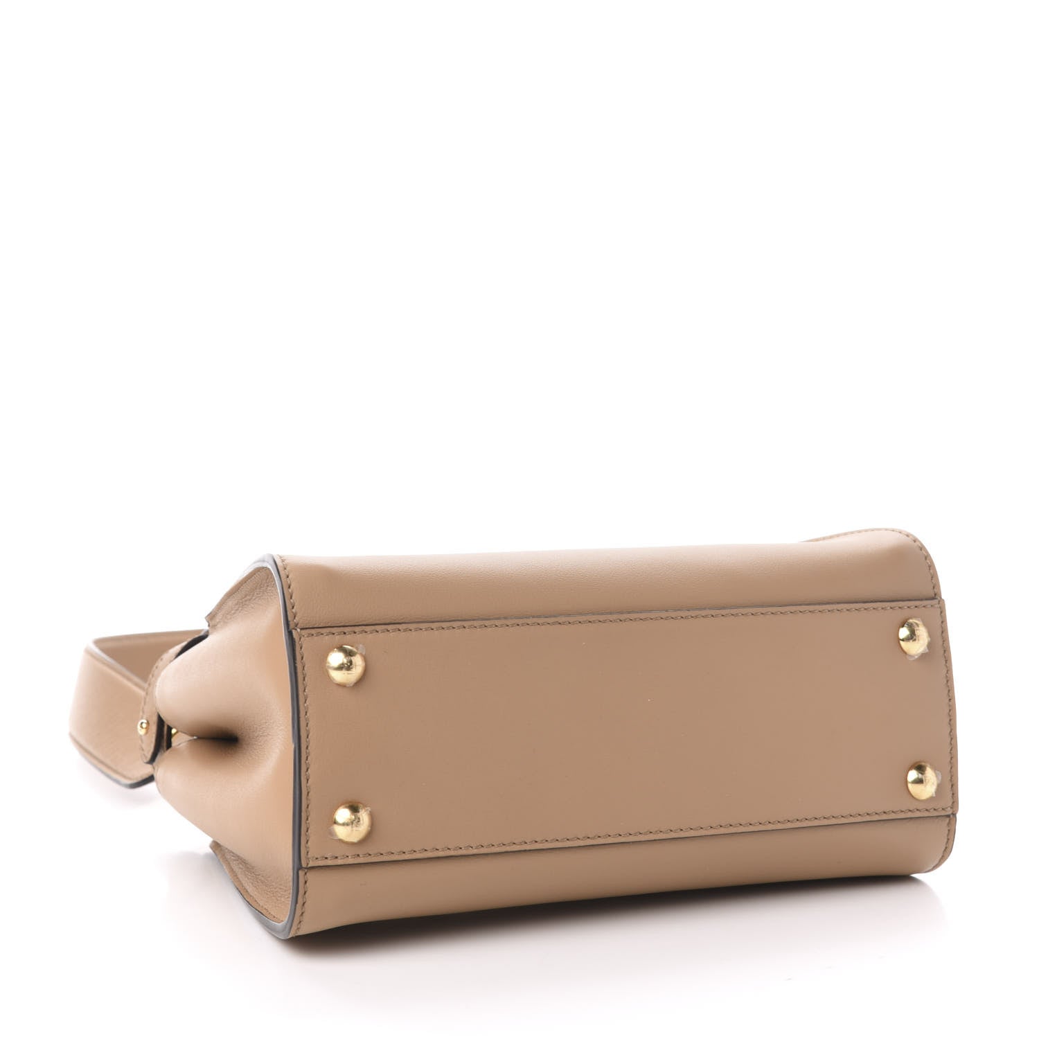 Fendi Vitello Seta Nabuk Pequin Mini Peekaboo Iconic Satchel Cuoio Tobacco Moro 4 of 10