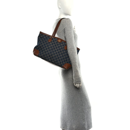 Gucci New Denim GG Monogram Medium Ophidia Shopping Tote Blue Tea Cuir 2 of 11