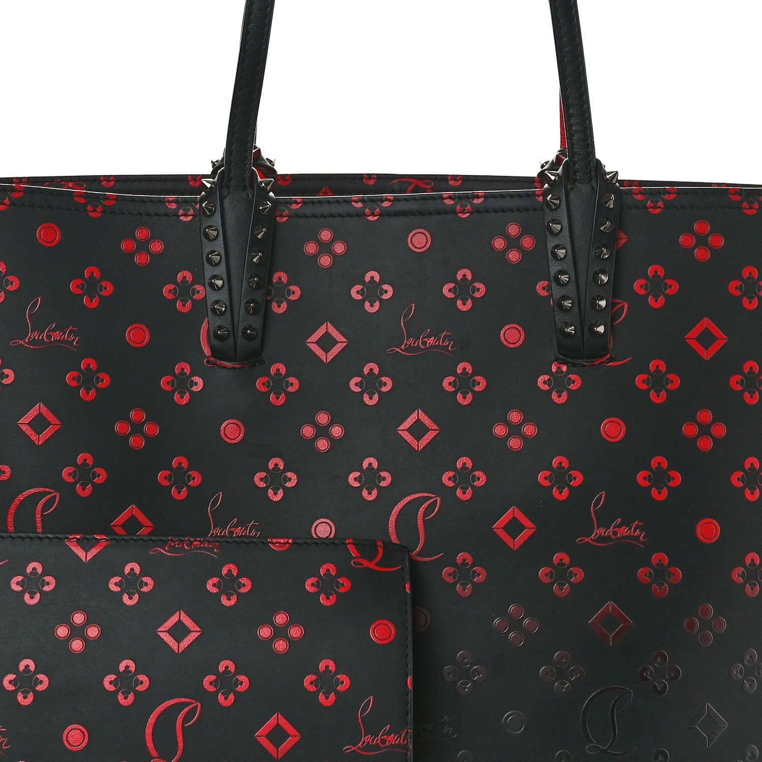 Christian Louboutin Perforated Calfskin Degrade Loubinthesky East West Cabata Tote Black Red 8 of 15