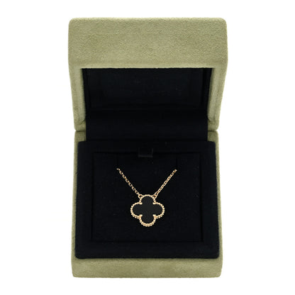 Van Cleef & Arpels 18K Yellow Gold Black Onyx Vintage Alhambra Pendant Necklace 4 of 4