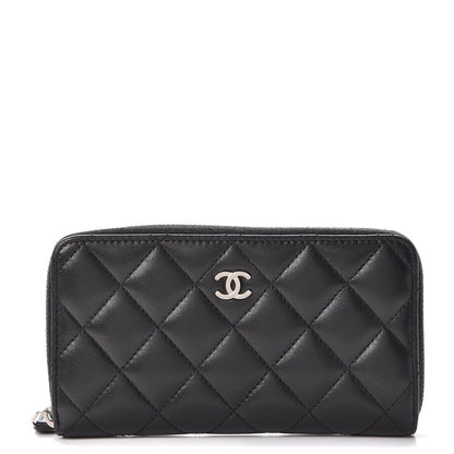 Chanel Lambskin Quilted Large Gusset Zip Around Wallet Black 1 of 12