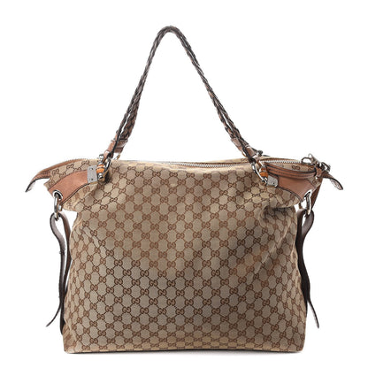 Gucci Monogram Large Bamboo Bar Tassel Shoulder Bag Brown 1 of 18
