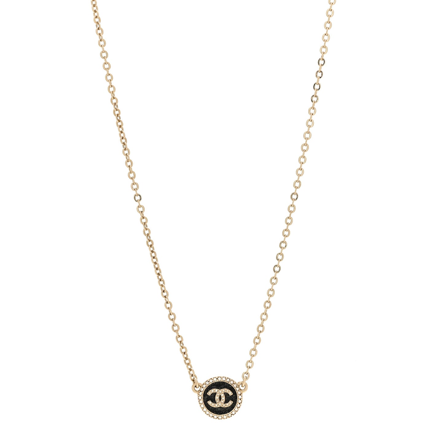 Metal Resin Crystal CC Necklace Gold Black