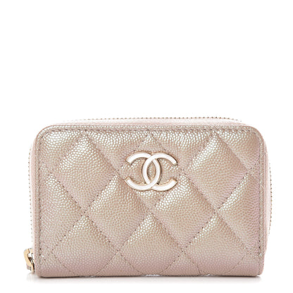 Chanel Iridescent Caviar Quilted Zip Coin Purse Beige 1 of 10