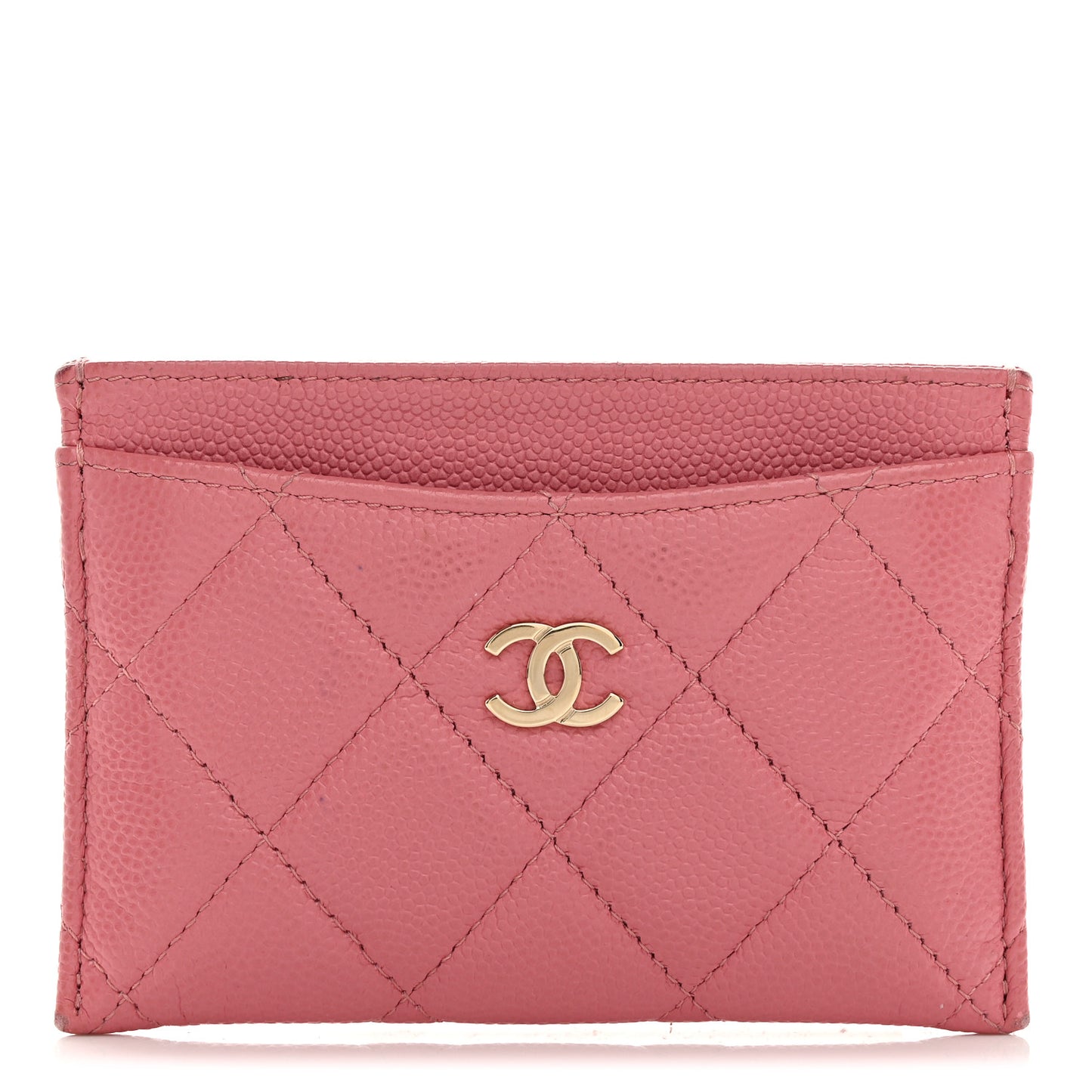 Caviar Quilted Card Holder Pink