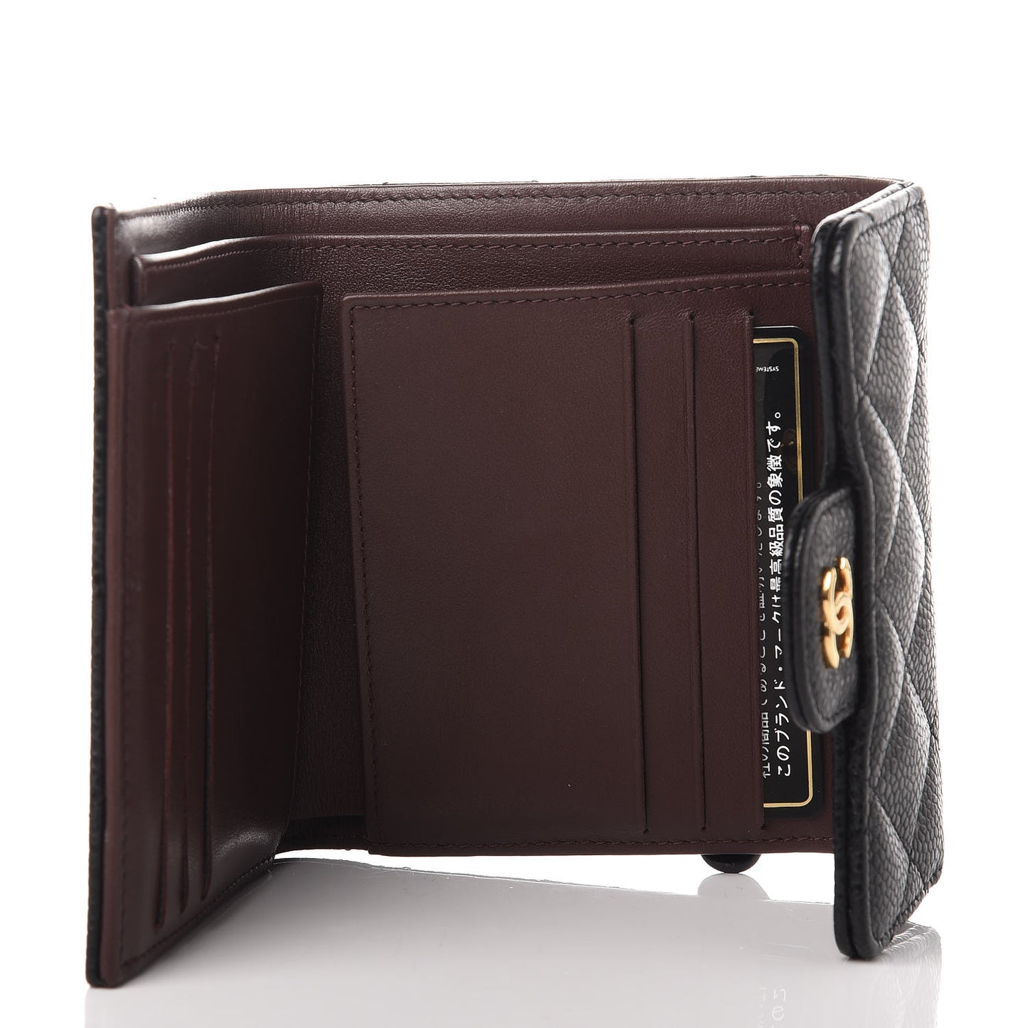 Caviar Quilted Compact Flap Wallet Black