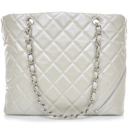 Chanel Leather Quilted Cotton Club Large Tote Light Silver 1 of 2