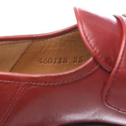 Gucci Malaga Kid Horsebit Mid Heel Loafers 35 Red 9 of 10