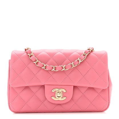 Chanel Lambskin Quilted Mini Rectangular Flap Pink 1 of 10