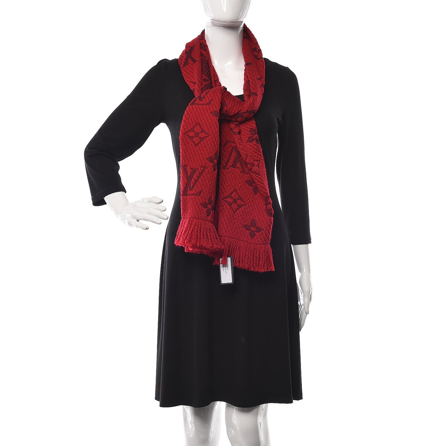 Wool Silk Logomania Scarf Rubis