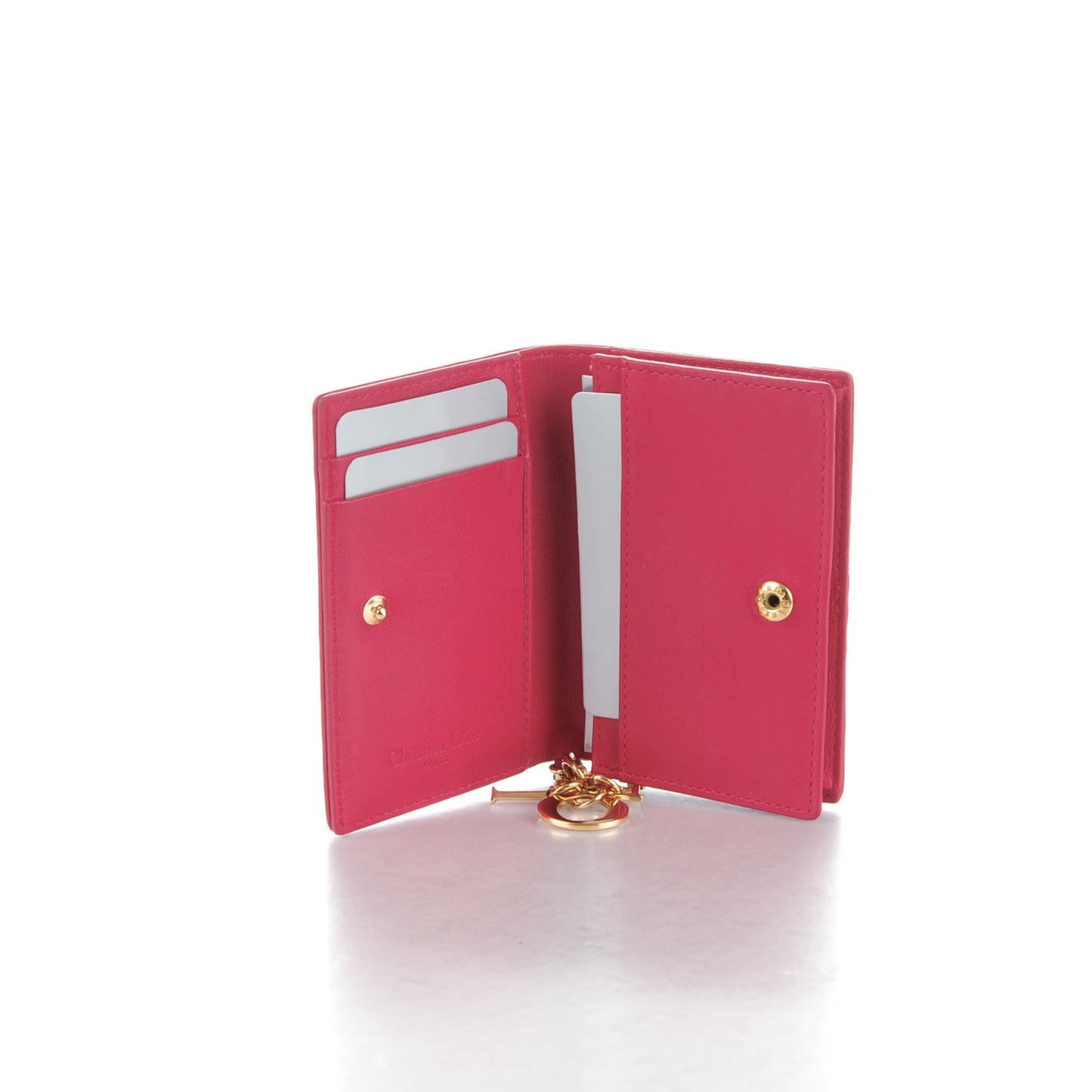 Lambskin Cannage Lady Dior Card Holder Pink