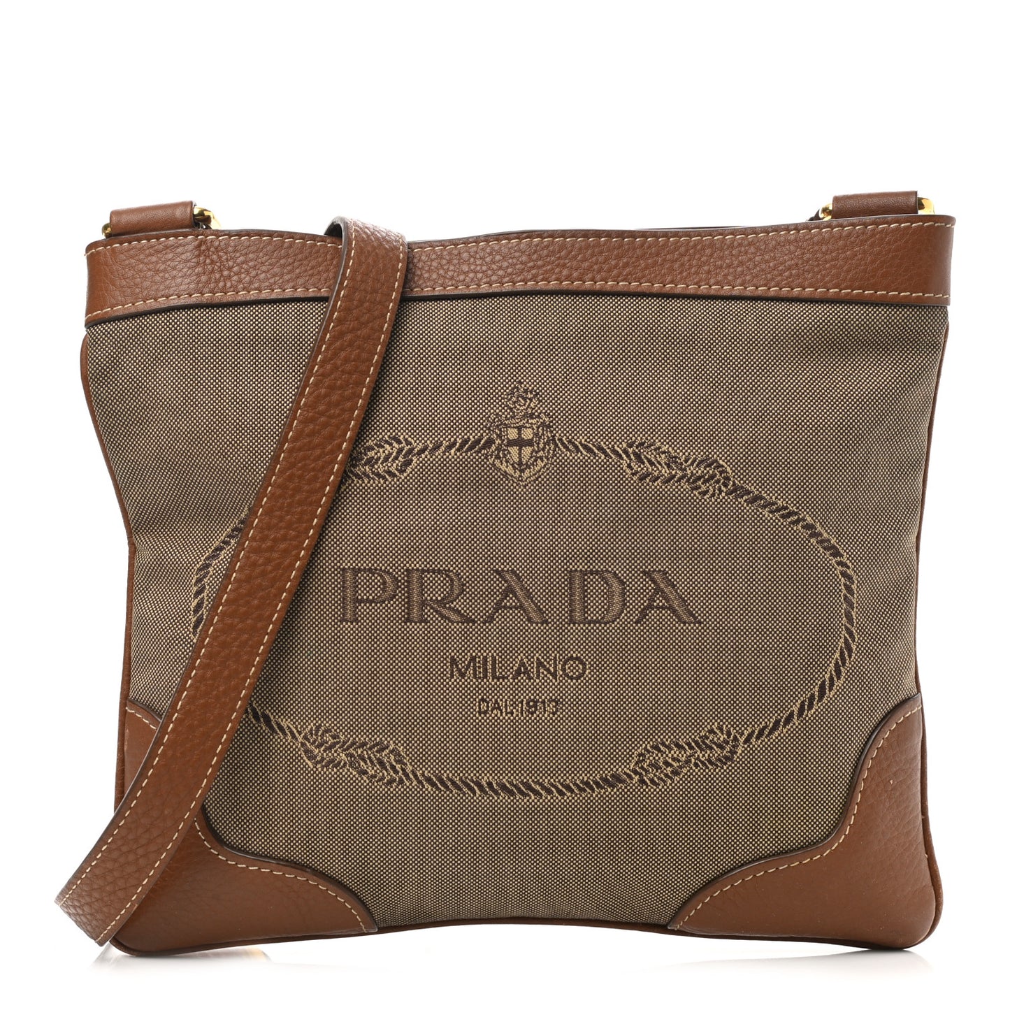 Jacquard Logo Small Flat Messenger Bag Corda Brandy