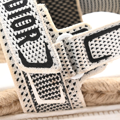 Christian Dior Technical Knit Jute Dioract 10mm Sandals 39.5 White Black 10 of 10