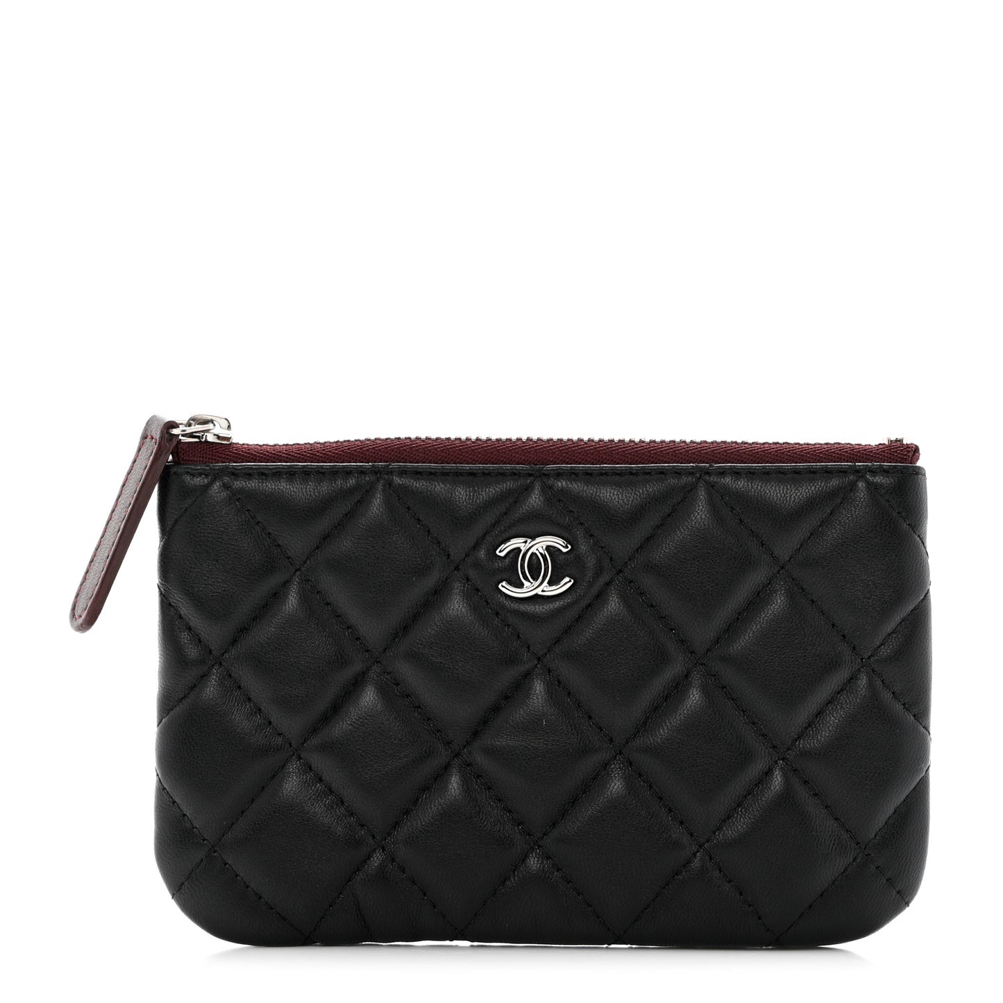 Lambskin Quilted Small Cosmetic Case Black