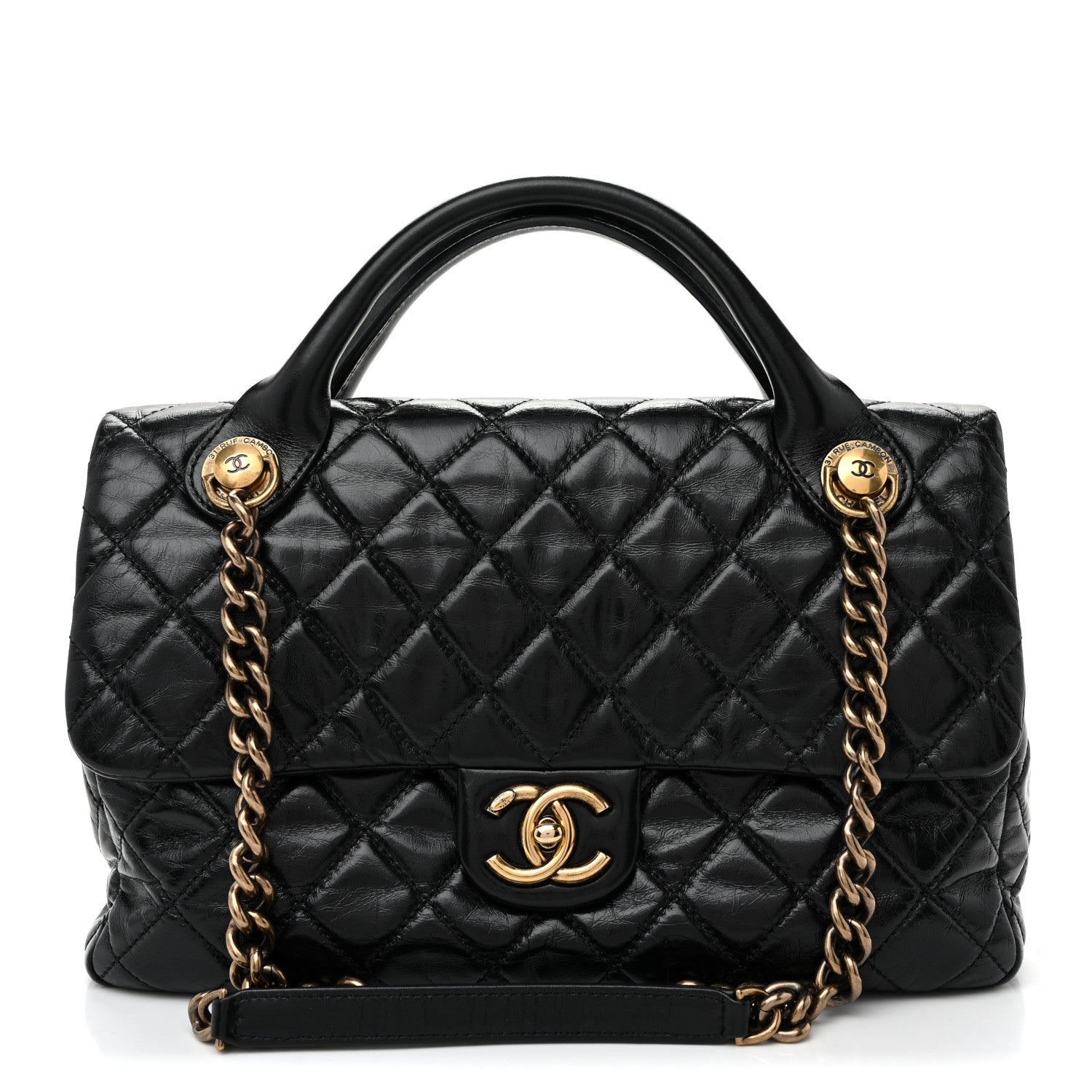 Chanel Glazed Calfskin Castle Rock Medium Flap Black 1 of 12