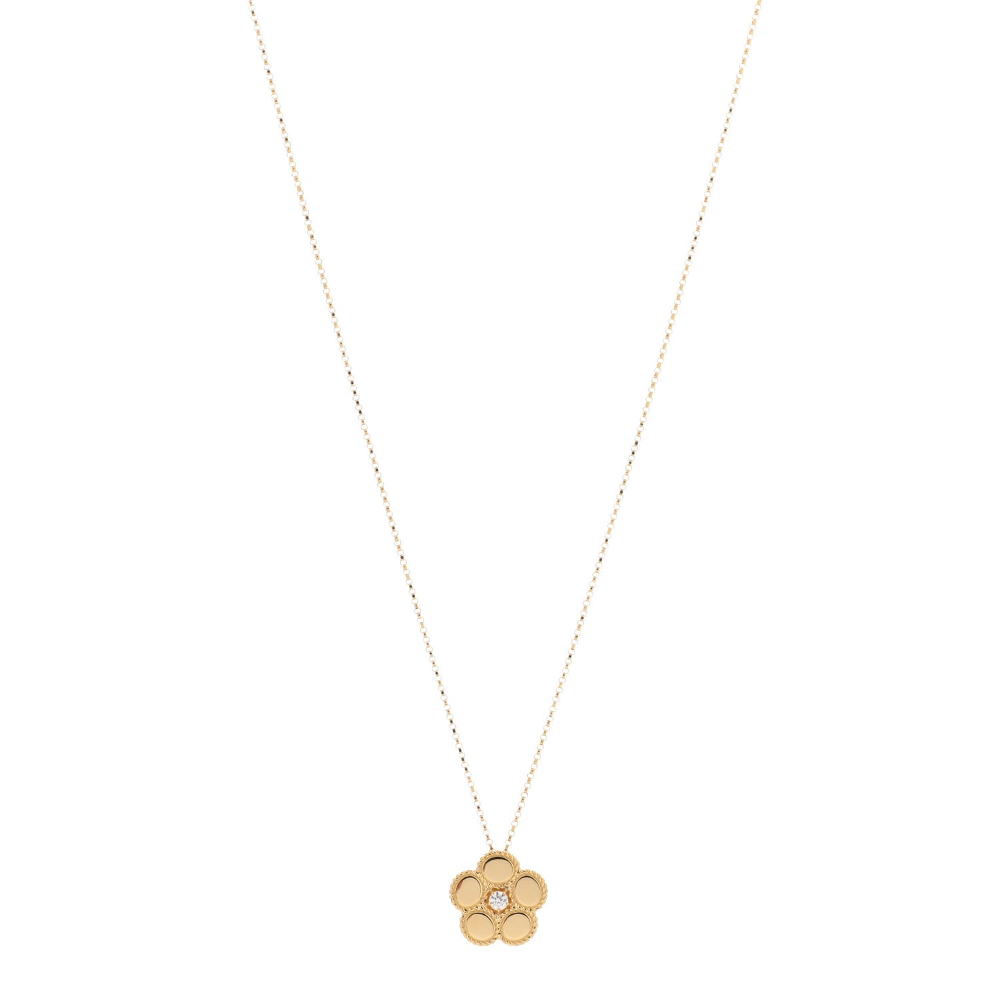 18K Yellow Gold Diamond Daisy Pendant Necklace