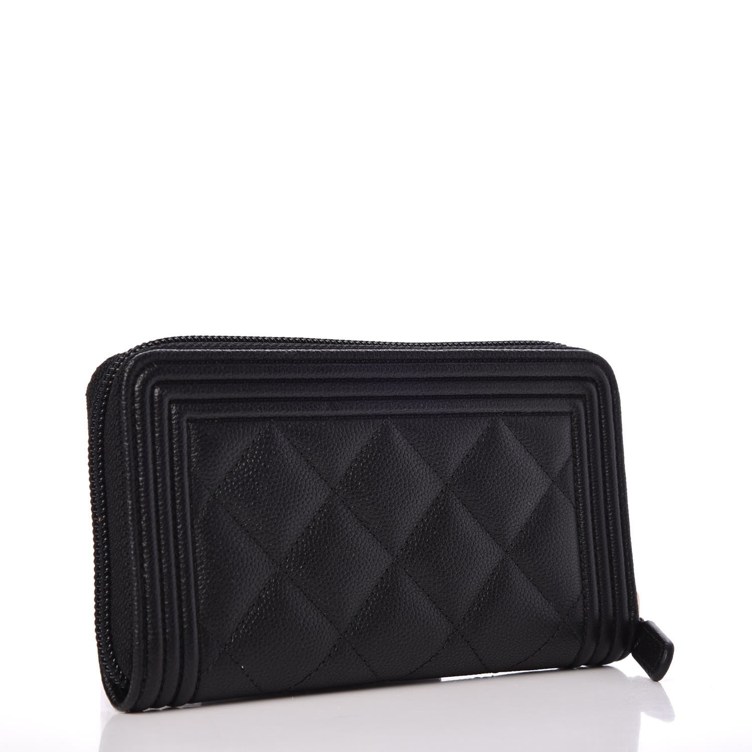 Chanel Caviar Quilted Small Boy Zip Around Wallet Black 3 of 9