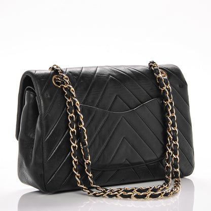 Chanel Lambskin Chevron Medium Double Flap Black 3 of 8