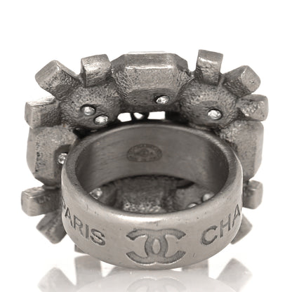 Chanel Baguette Crystal CC Ring 3.5 Silver 3 of 4