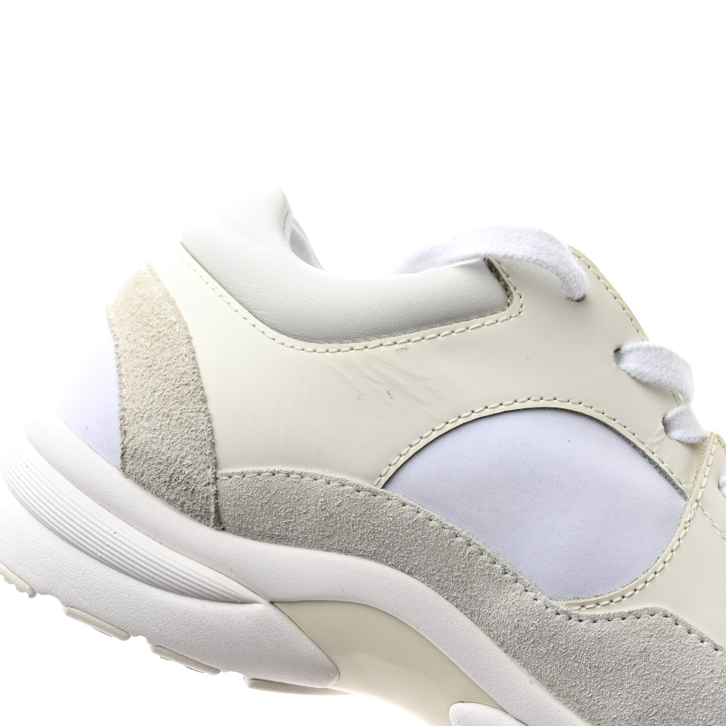 Suede Calfskin Fabric CC Sneakers 36 White