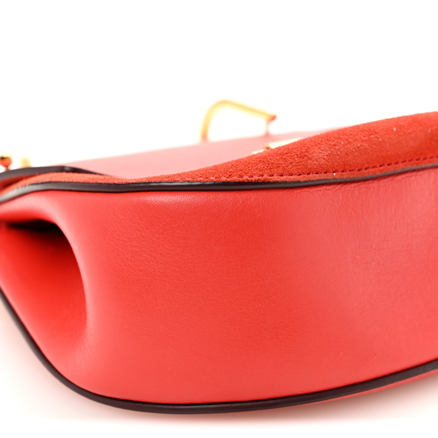 Lambskin Suede Calfskin Mini Drew Shoulder Bag Red