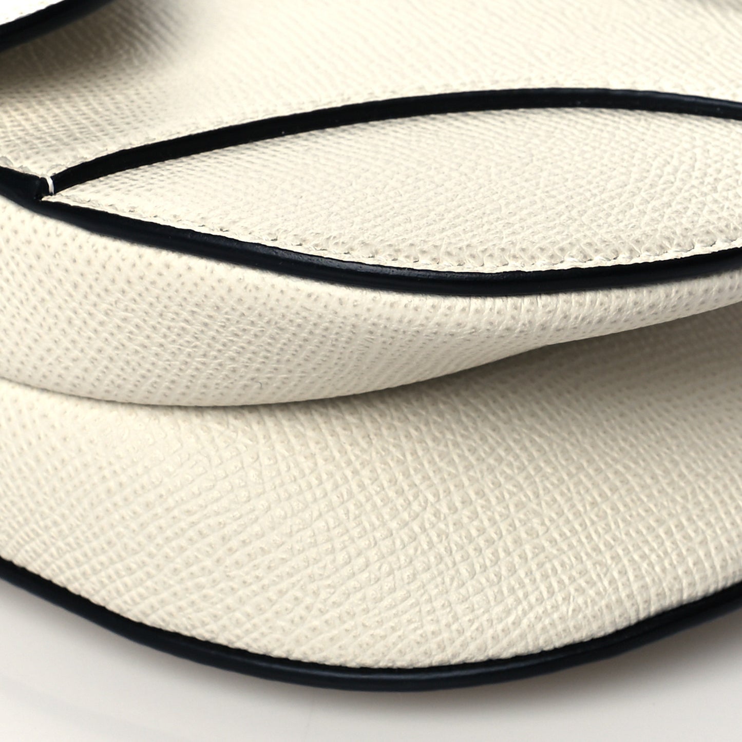 Grained Calfskin Mini Saddle Bag White