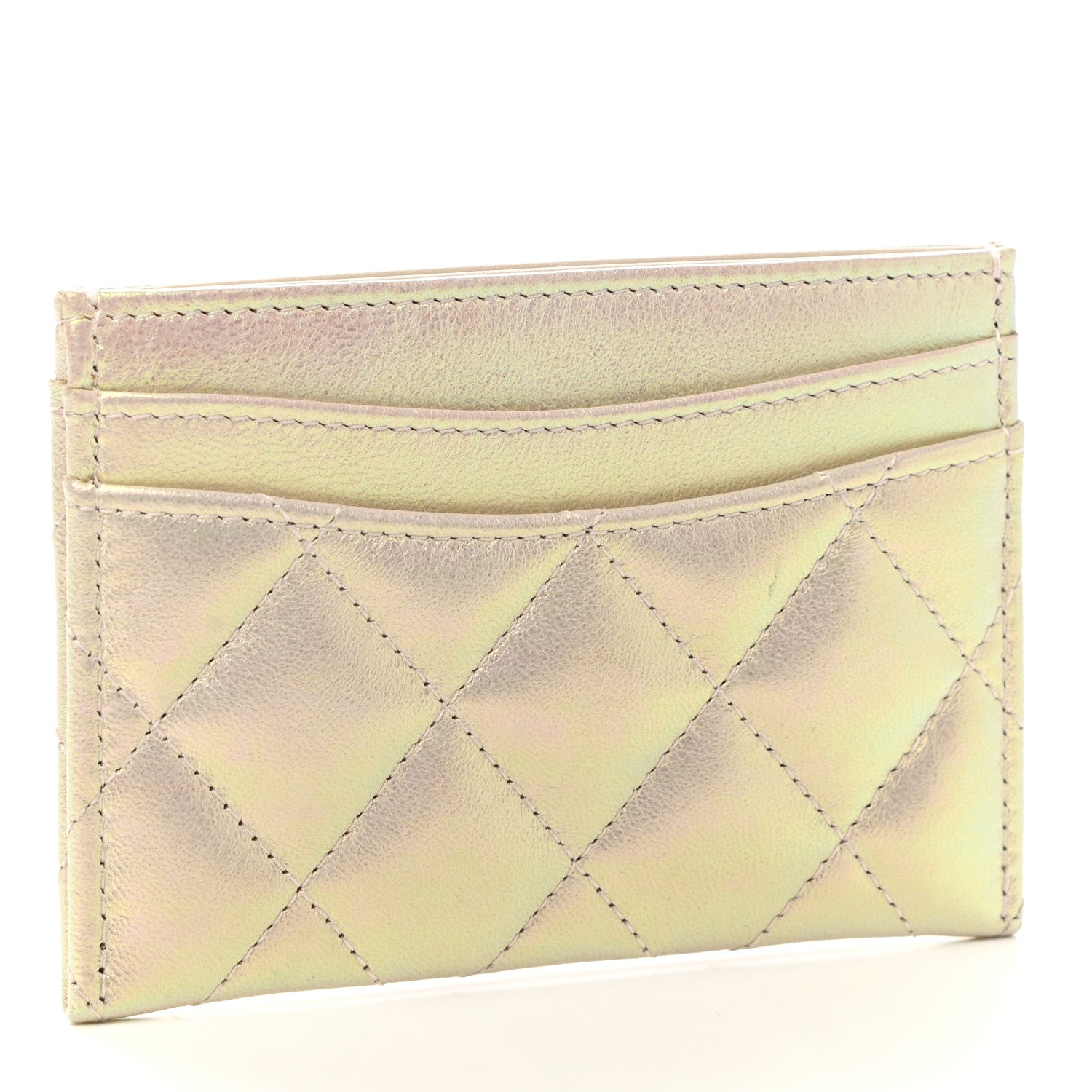 Chanel Iridescent Lambskin Quilted Card Holder Ivory 3 of 8